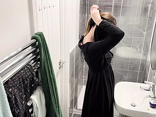 OMG!!! Proximal cam upon AIRBNB apartment in trouble muslim arab unladylike upon hijab pulling shower increased by masturbate