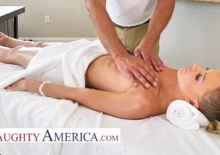 Naughty America Emma Hix gets a massage coupled with blarney
