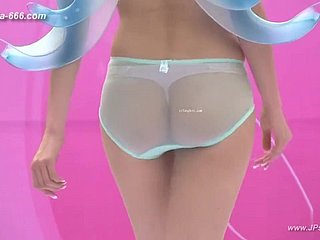 Modelo chinês no front de lingerie sedutora